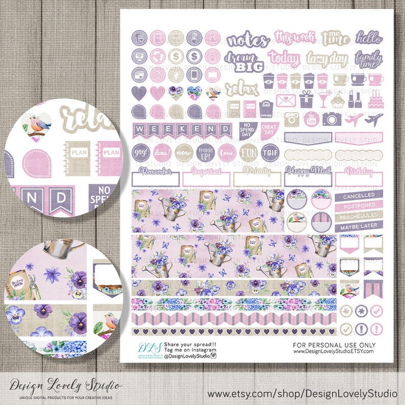 Floral Planner Stickers Spring Weekly Sticker Kit Erin - Etsy