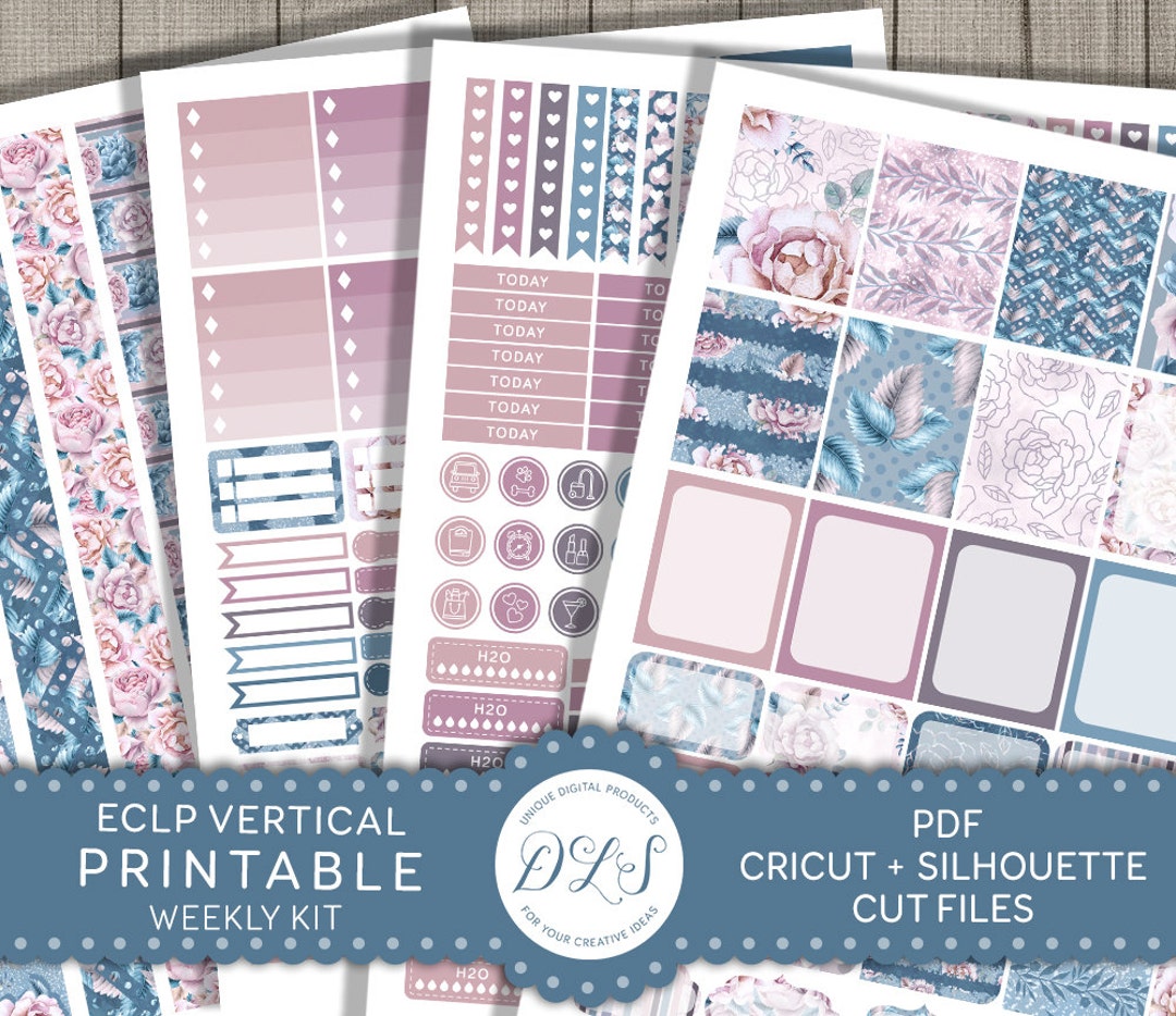 Vertical Planner Stickers for Erin Condren, Weekly Planner Kit, ECLP ...
