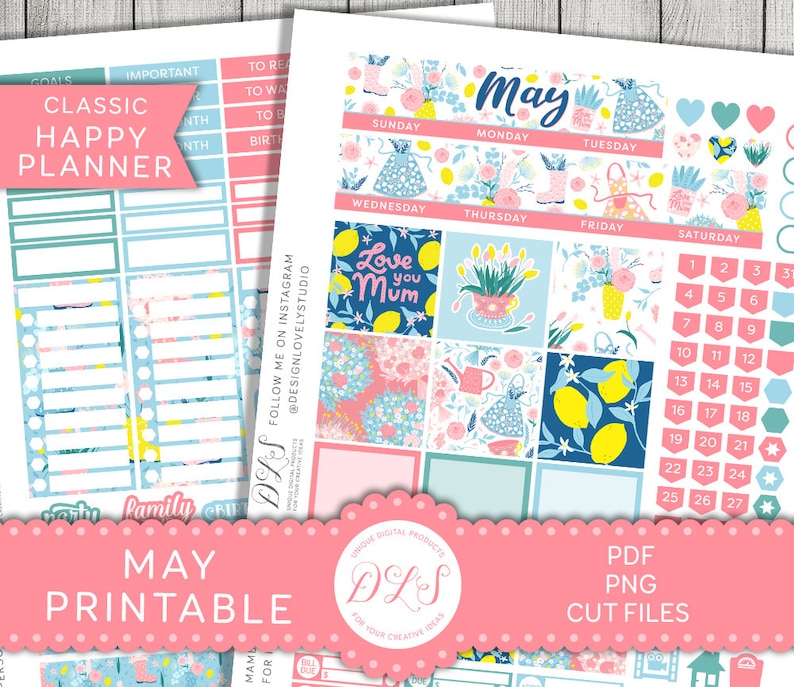Happy Planner MAY Monthly Kit, Printable May Monthly Stickers Kit ...