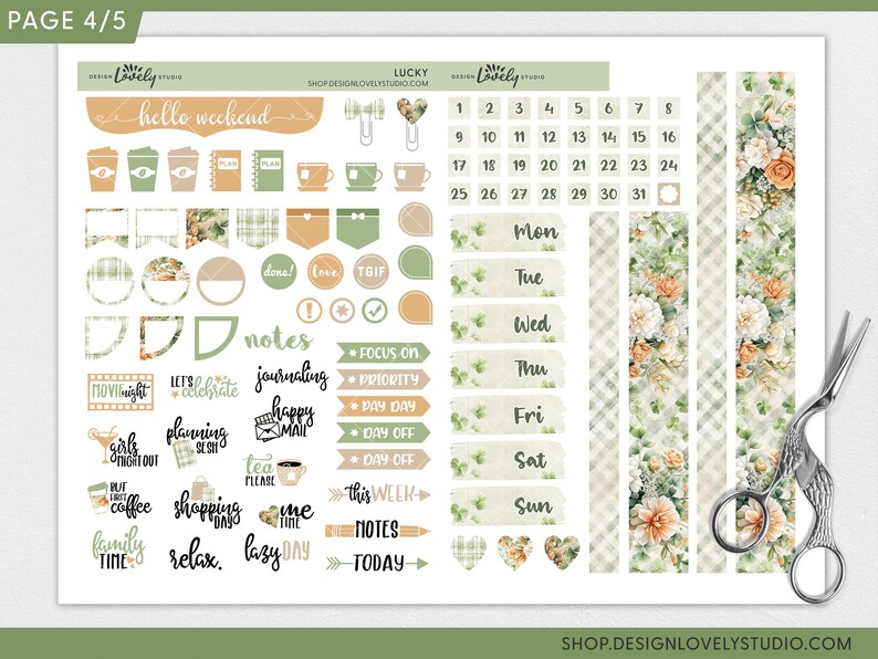 Lucky Printable Planner Stickers, St Patricks Day Weekly Sticker Kit ...