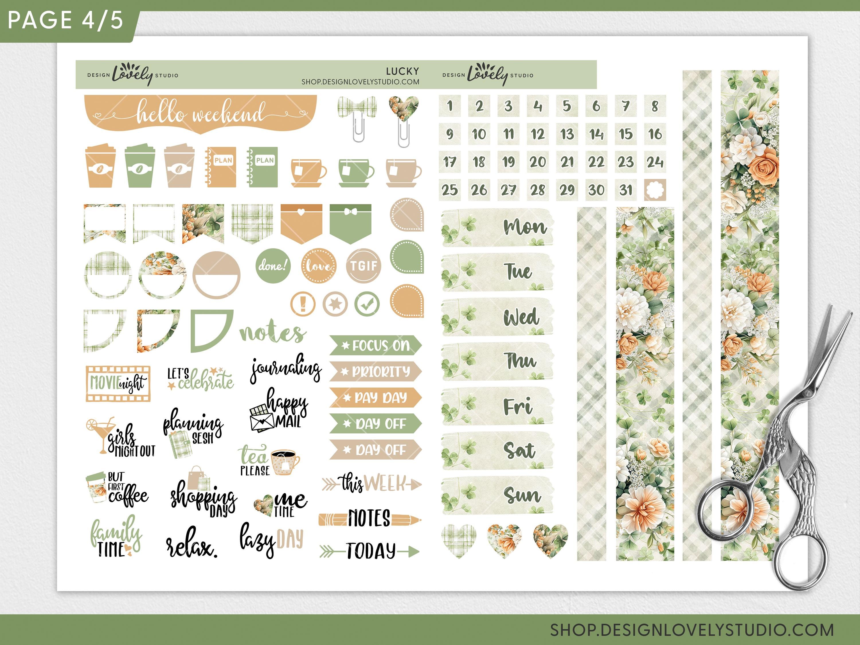 Lucky Printable Planner Stickers, St Patricks Day Weekly Sticker Kit ...