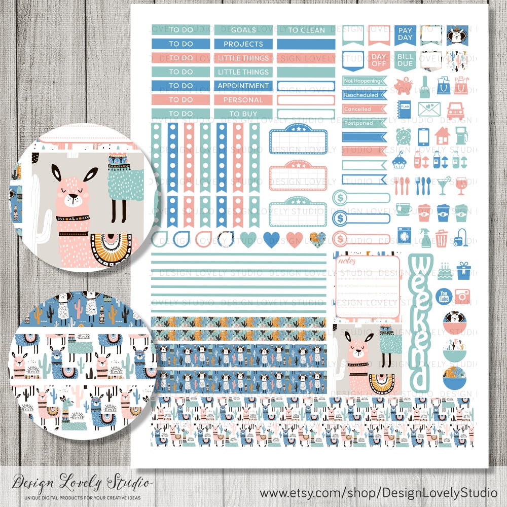 Printable Mini Happy Planner Stickers Llama Planner Stickers | Etsy