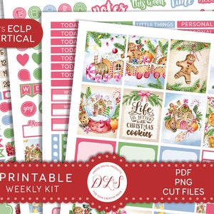 KERST Planner Stickers, Verticale Stickers, Vakantie Planner Stickers, Winter Weekly Sicker Kit, December Stickes Kit, Xmas Stickers, VS205