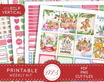 CHRISTMAS Planner Stickers, Vertical Stickers,Holiday Planner Stickers, Winter Weekly Sicker Kit, December Stickes Kit, Xmas Stickers, VS205