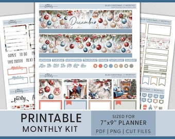 Dezember Monatliches Kit, Dezember Planer Aufkleber, Weihnachtsaufkleber, Feiertagsplaner, Weihnachtsaufkleber, druckbare Planeraufkleber, RV261