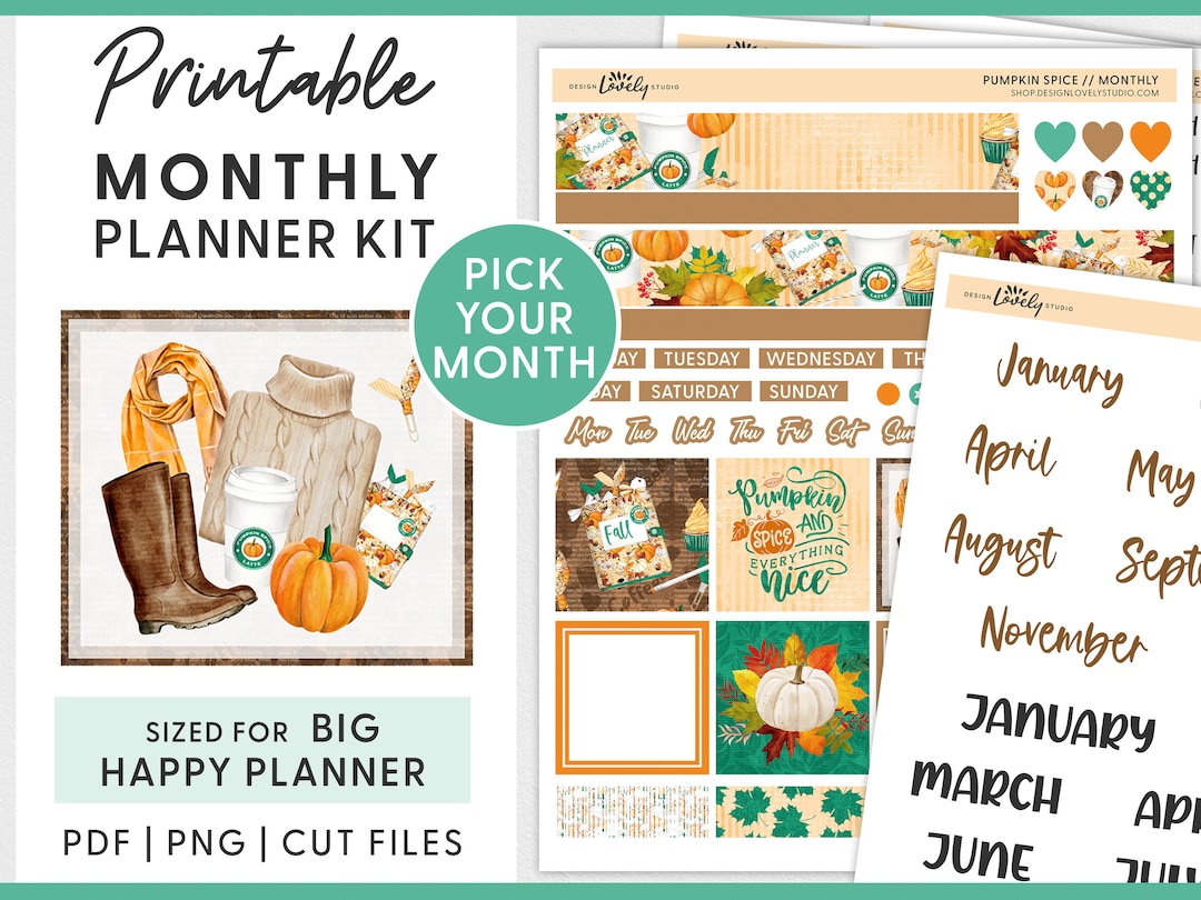 Big Happy Planner Stickers Kit, Monthly Stickers Kit, October Planner ...