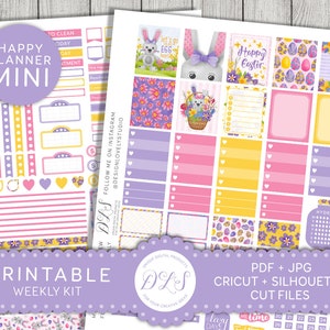 Mini Planejador Feliz de Abril, Kit Mini Planejador Feliz de Páscoa, Adesivos de Páscoa Mambi, Kit Semanal de Páscoa, Kit de Páscoa Filofax, Adesivos PDF, MW106