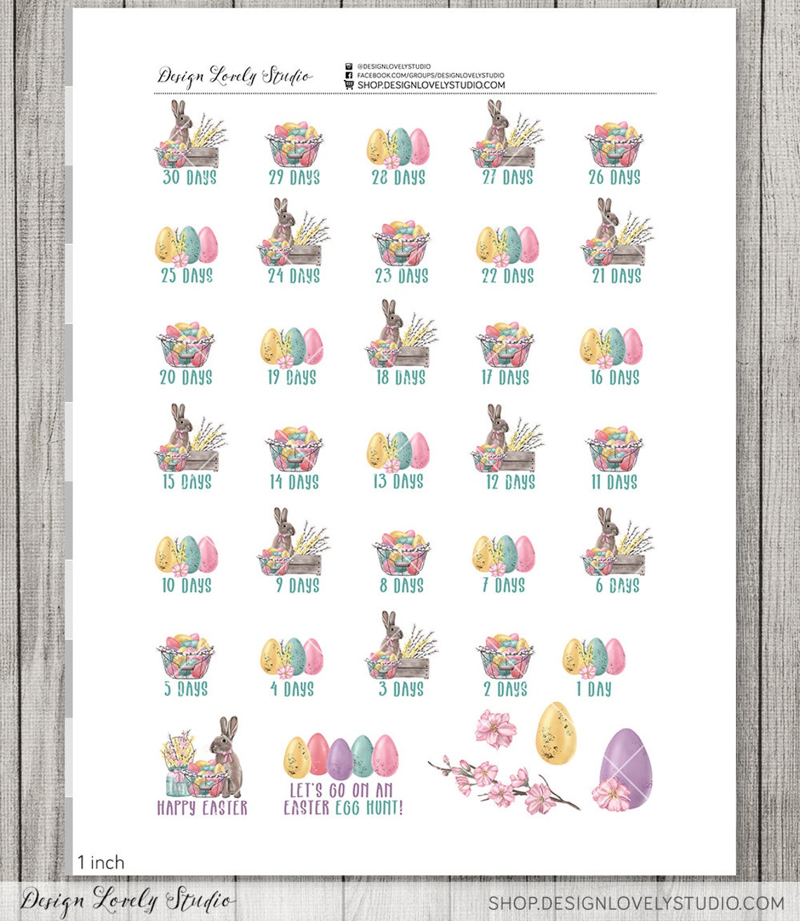 Printable EASTER Countdown Stickers, Easter Planner Countdown Stickers ...