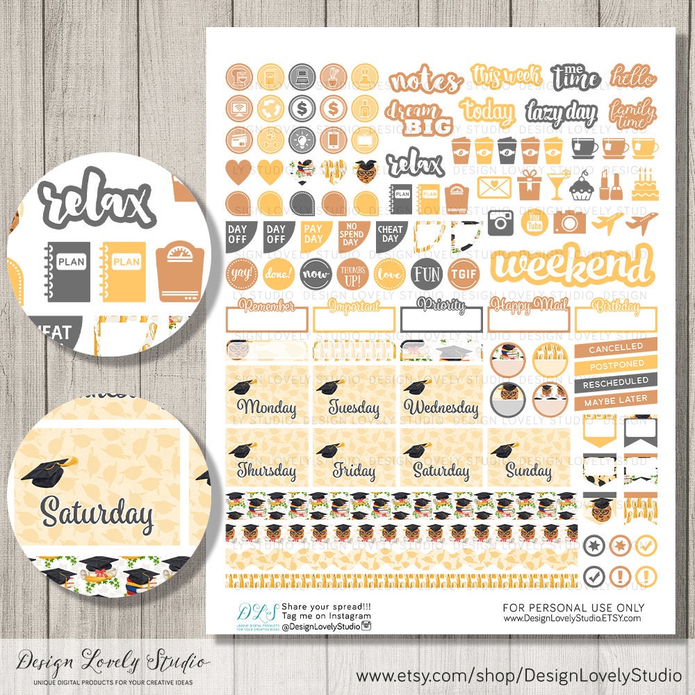 Graduation Planner Stickers, Graduation Planner Kit, Happy Planner