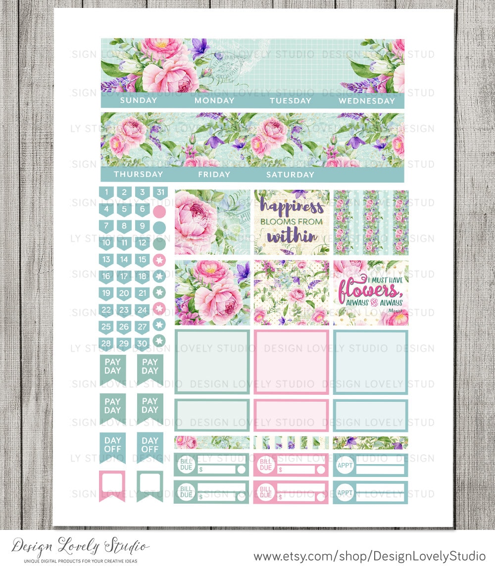Erin Condren Monthly Planner Kit, Printable Monthly Planner Stickers ...
