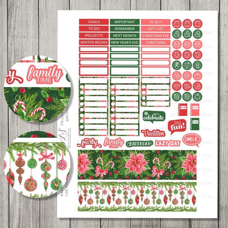December Monthly Kit December Planner Stickers Mambi Happy - Etsy