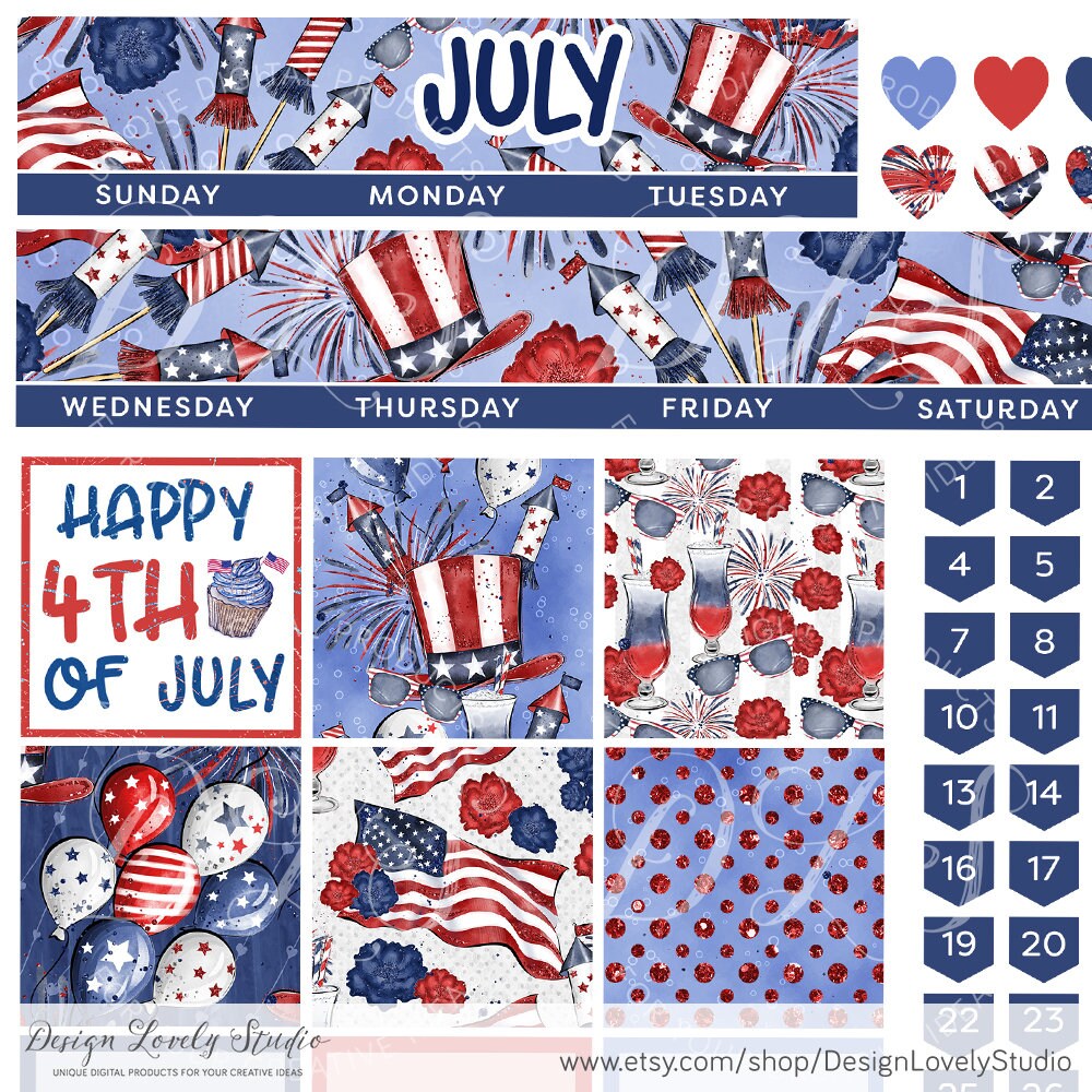 JULY Happy Planner Monthly Kit Printable July Monthly - Etsy
