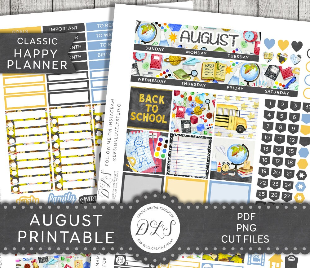 PRINTABLE Back to School Planner Stickers Happy Planner - Etsy
