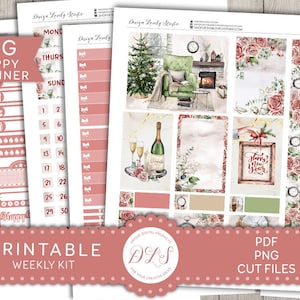 Kit d’autocollants january planner imprimable, kit hebdomadaire de janvier, kit d’autocollants de janvier, autocollants Big Happy Planner, confortable, aquarelle, BW180