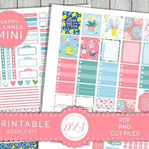 PRINTABLE Mothers Day Planner Stickers, Mini Happy Planner Printable Stickers, May Weekly Kit, Mini HP Weekly Stickers Kit, Cut Files, MW153