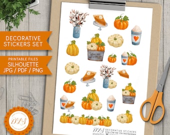 Pumpkin Stickers, Halloween Scrapbook Stickers, Halloween Planner Stickers, Halloween Sticker Kit, Pumpkin Sticker Kit, DS112