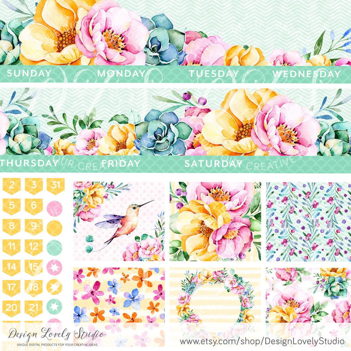 View Sticker Monthly View Stickers Kit, Monthly Planner Kit for Erin Condren, ECLP ...