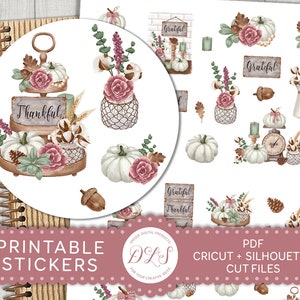 Printable Thanksgiving Planner Stickers, Thanksgiving Scrapbook Stickers, November Planner Stickers, Bujo Printable Stickers, DS136