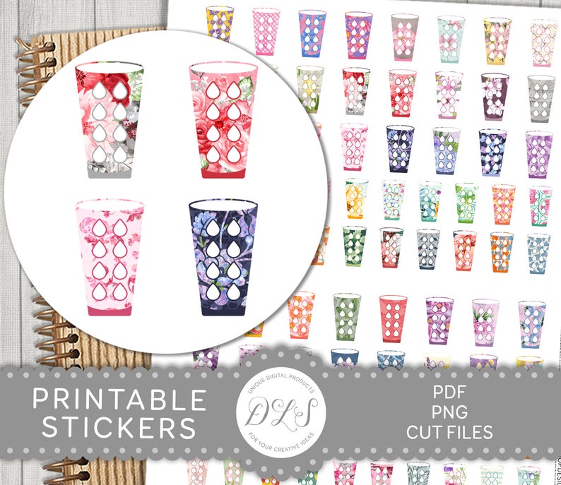 Printable Hydrate Planner Stickers Printable Water Tracker - Etsy