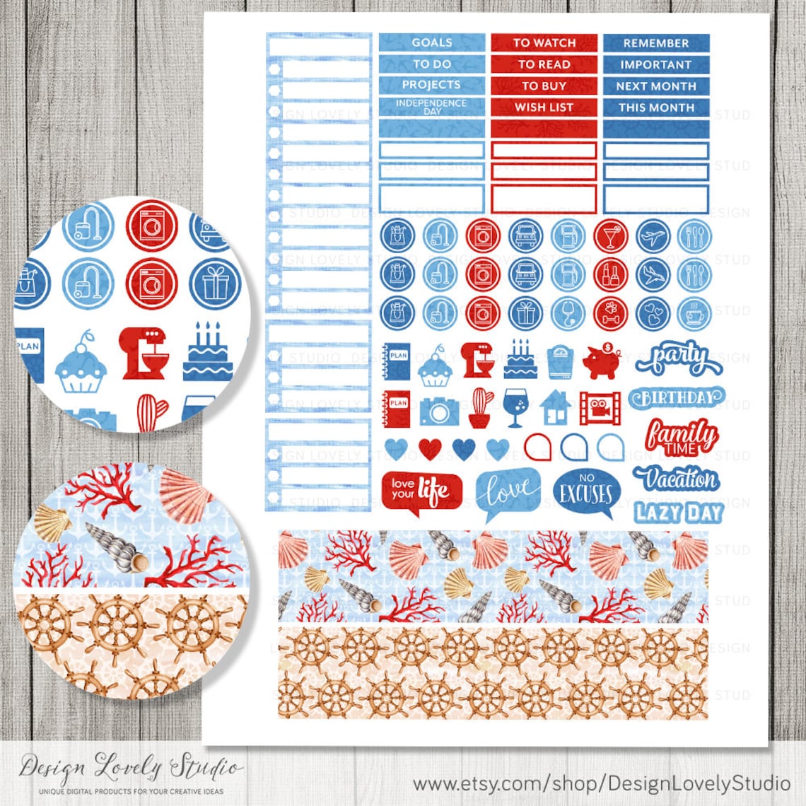 July Monthly Stickers Kit Made for Erin Condren EC July | Etsy