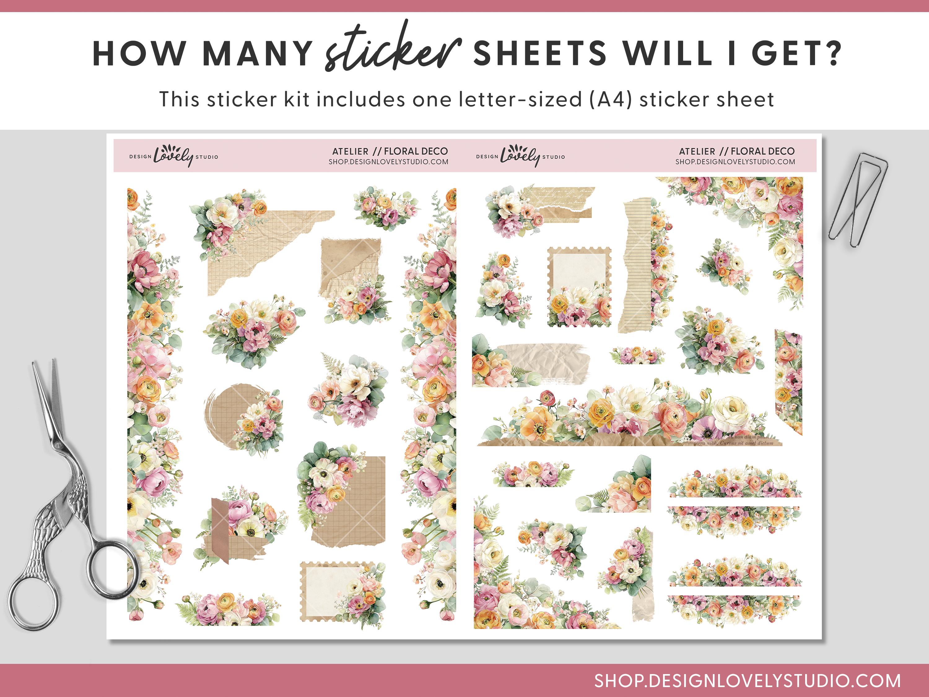 Spring Atelier Journaling Floral Stickers, Printable Planner Stickers ...