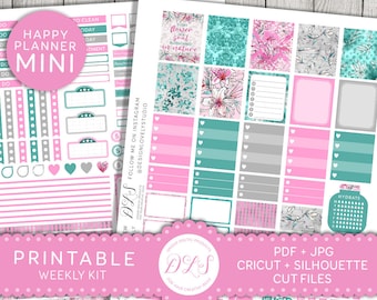 Floral Mini Happy Planner, Floral Planner Kit, Mambi Weekly Stickers, Weekly Kit Printable, Spring Planner, May Planner Kit, Digital MW109