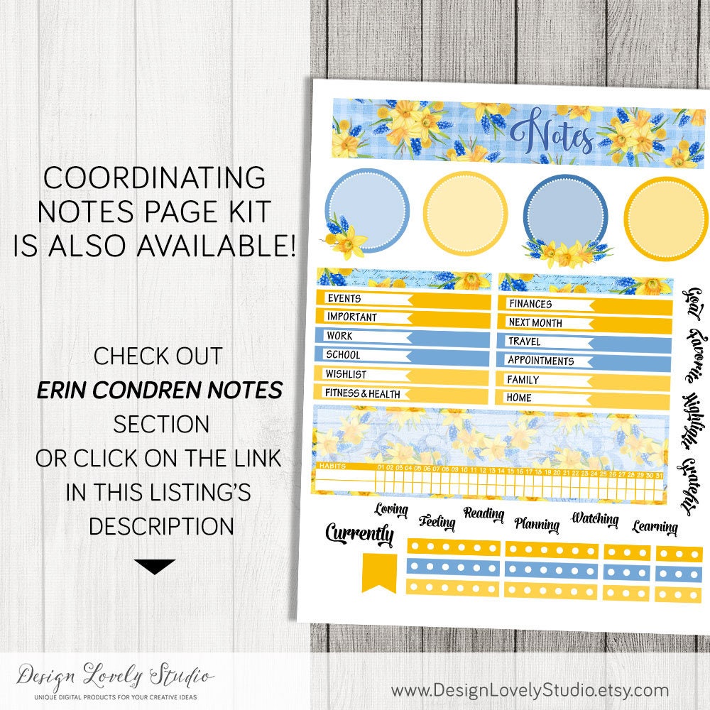 March Stickers Kit for Erin Condren, Printable March Planner Stickers ...