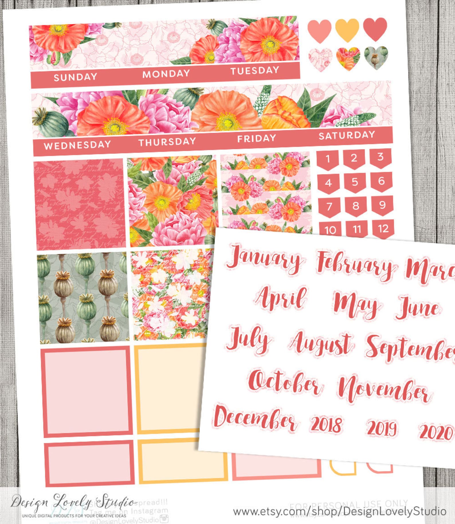 Printable Monthly Planner Stickers, Big Happy Planner Monthly Stickers ...