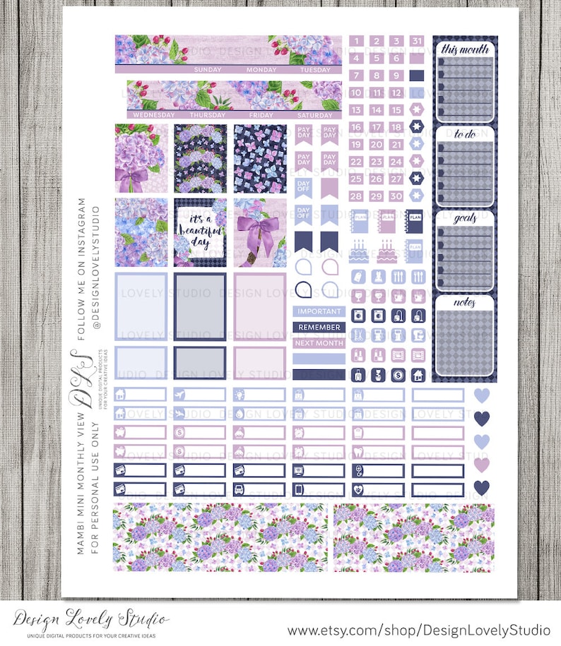 Mini Happy Planner Monthly Stickers Kit, Printable Monthly Planner ...
