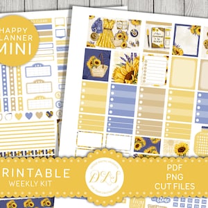 PRINTABLE Mini Happy Planner Stickers, Sunflowers Planner Stickers ...