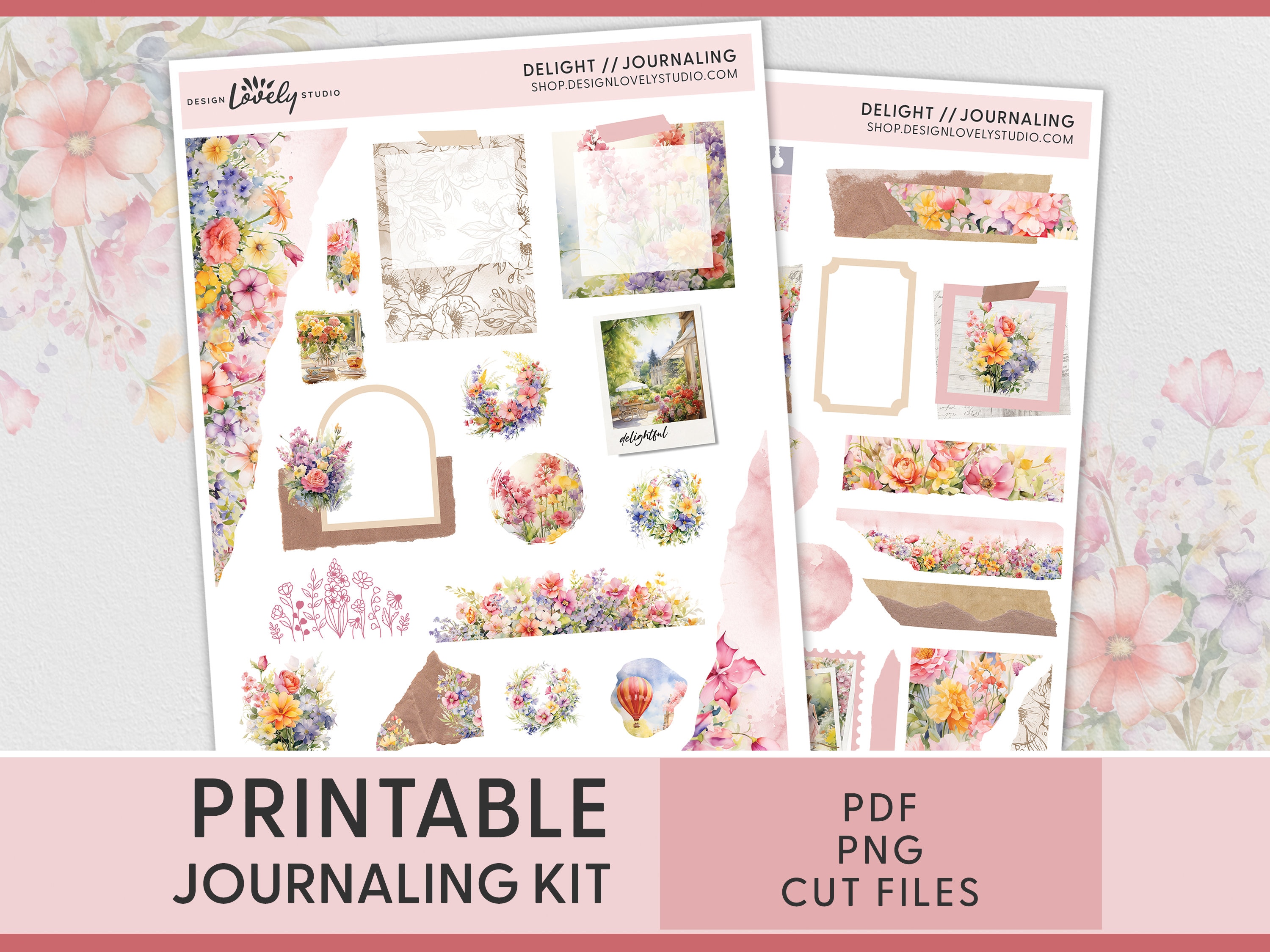 Printable Floral Journaling Stickers, Deco Planner Stickers, Spring ...