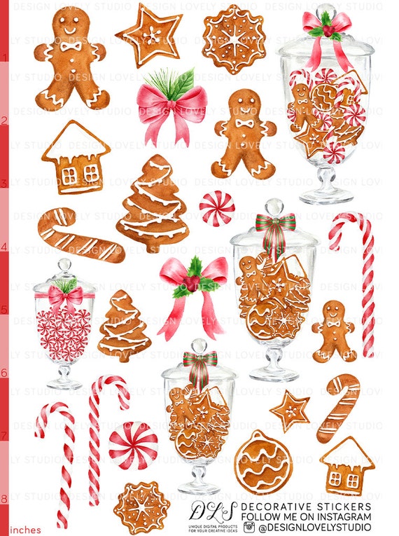 Count Down to Christmas planner stickers scrap booking Gingerbread Man 