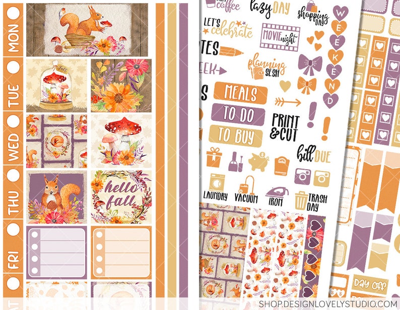 Printable HOBONICHI Weeks Stickers Kit Fall Planner Stickers - Etsy