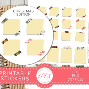 Adesivi stampabili STICKY NOTES, Note adesive per iPad, Adesivi pianificatore di Natale, Adesivi natalizi, Adesivi BuJo, File tagliati, DS186
