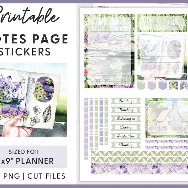 April Notes Page Kit, Printable Planner Stickers, Monthly Sticker Kit, Spring Stickers, Gardening Stickers, Erin Condren Notes Page, ECN237