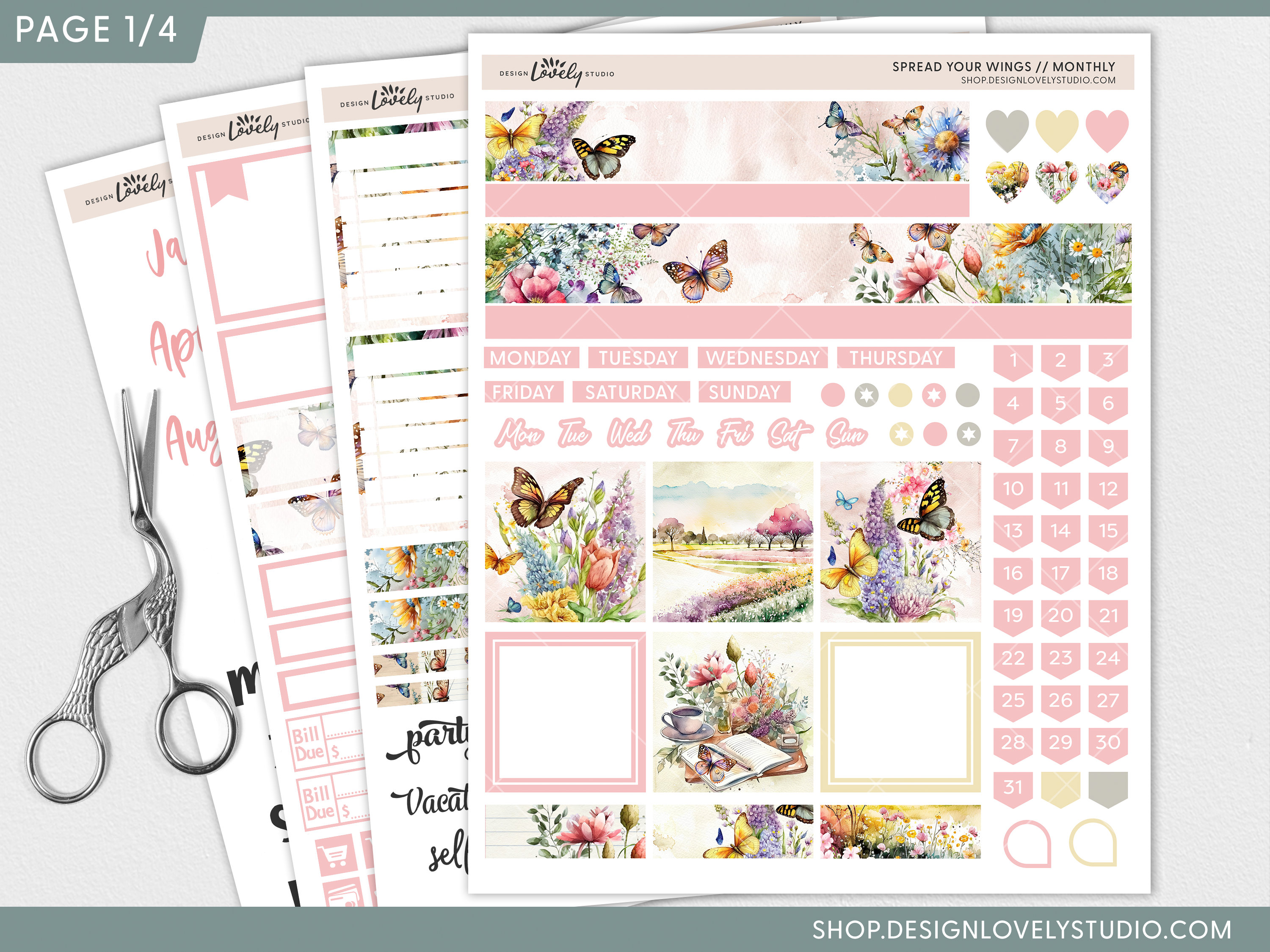 Printable Monthly Planner Stickers, May Monthly Kit, June Monthly Kit ...