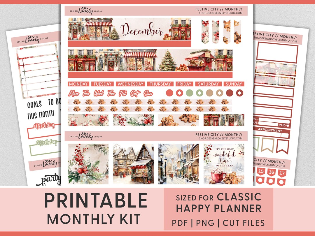Printable December Planner Stickers, Happy Planner Monthly Stickers ...