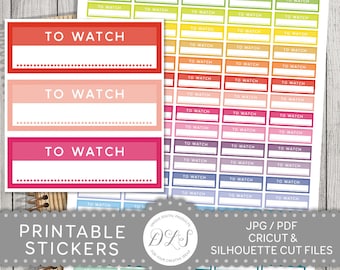 Watch TV Stickers, To Watch Planner Stickers, Television Planner Stickers, TV Planner Stickers, Printable Functional Stickers, FS108