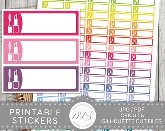 Make up Planner Stickers, Beauty Planner Stickers, Printable Make Up Stickers, for use with Erin Condren, Happy Planner, Kikki K, FS132