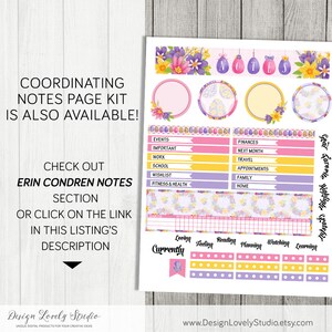 May include: A set of printable Easter-themed planner stickers featuring floral designs, eggs, and the words "Notes", "Loving Currently", "Feeling", "Reading", "Planning", "Watching", and "Learning".