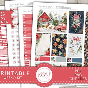 Afdrukbare KERST Planner Stickers, Holiday Planner Stickers, Big Happy Planner Stickers, December Planner, Wekelijkse Stickers Kit, BW165