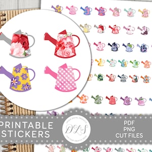 AFDRUKBARE gieter planner stickers, tuinieren planner stickers, waterplanten herinnering stickers, plantenverzorging stickers, gesneden bestanden, DS152