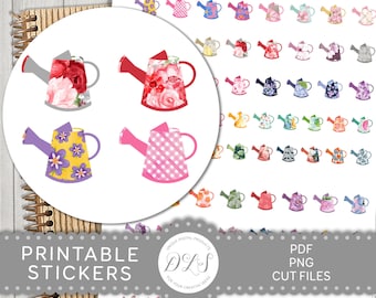 PRINTABLE Watering Can Planner Stickers, Gardening Planner Stickers, Water Plants Reminder Stickers, Plant Care Stickers, Cut Files, DS152