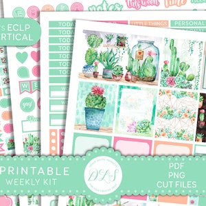 PLANT LADY Printable Planner Stickers, Urban Jungle Stickers Kit, Weekly Planner Stickers, Cacti Planner Kit, voor Erin Condren, VS185