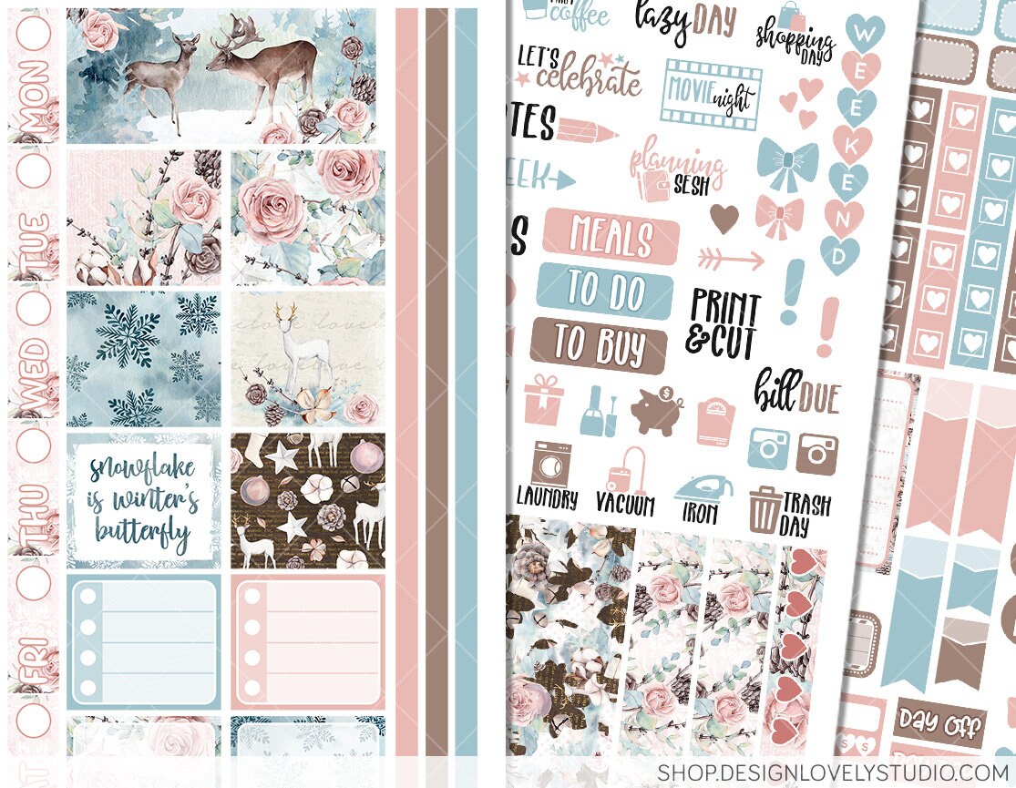 Printable WINTER Planner Stickers, Hobonichi Weeks Printable Stickers ...