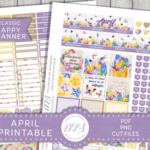 Printable APRIL Planner Stickers Kit, Happy Planner APRIL Monthly ...