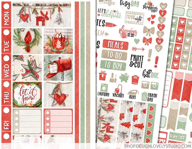 Hobonichi Weeks CHRISTMAS Stickers Kit Printable Christmas - Etsy