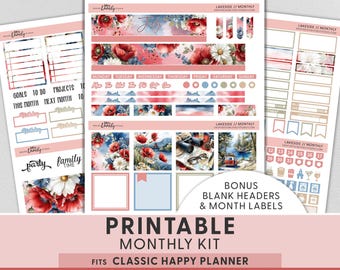 Lakeside July Monthly Planner Stickers for Happy Planner | Summer Camping Kit | Lake Life | Patriotic July 4th, HPMV298
