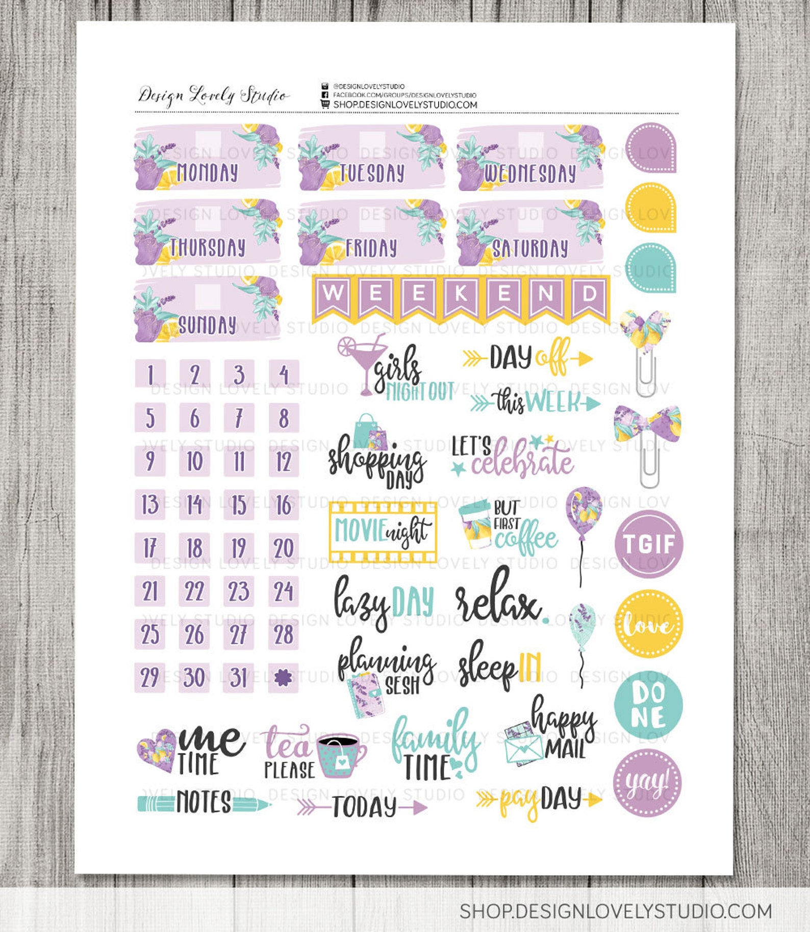 PRINTABLE Big Happy Planner Stickers Kit, Weekly Planner Printable
