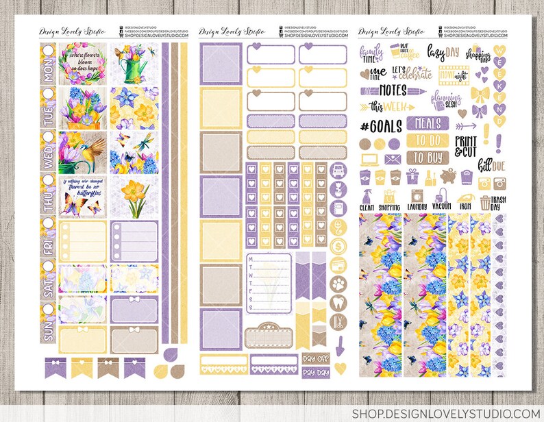 Printable HOBONICHI Weeks Stickers Kit Floral Planner - Etsy